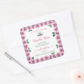 Roze bloeiende Rozen Witte etiketten met Logo (Envelop)