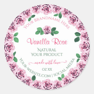 Roze bloeiende Rozen Witte etiketten voor productv