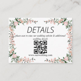 Roze Bloeiende Trouw-QR-code Informatiekaartje