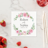 Roze Bloeiende Trouw Servet (Insitu)