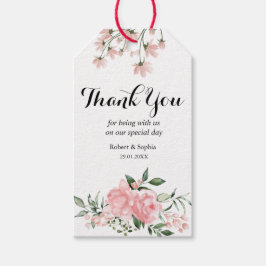 Roze Bloeiende Trouwcadeaubijsluiter Cadeaulabel