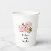 Roze Bloeiende Trouwpapieren Beker (Achterkant)
