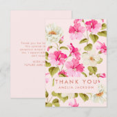 Roze bloeiende tuinvloeemen Bruidsjurk shower Bedankkaart (Voorkant / Achterkant)