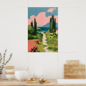Roze Bloeiende Weide Giclée Print Impressionist (Keuken)
