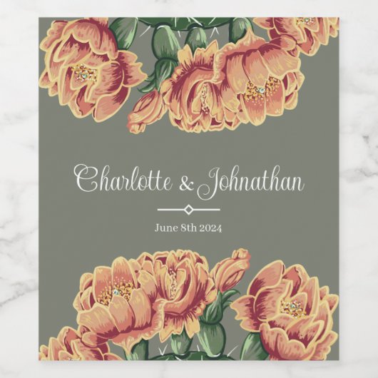 Roze Bloeiende Woestijn Cactus Prickly Pear Bruilo Wijn Etiket (Enkel label)