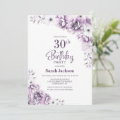 Roze Bloem 30e Verjaardagsfeestje Kaart (Staand voorkant)