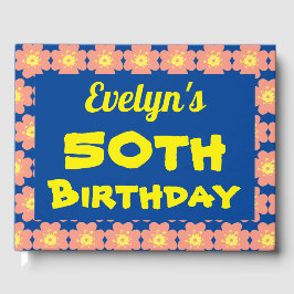 Roze bloem 50e verjaardag gastenboek