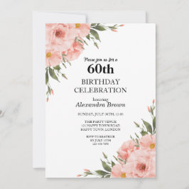 Roze Bloem 60e Verjaardag Foto Feest Kaart