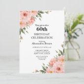 Roze Bloem 60e Verjaardag Fotofeestje Kaart (Staand voorkant)