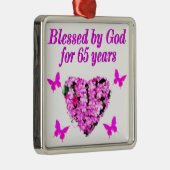  ROZE BLOEM 65E VERJAARDAG ONTWERP METALEN ORNAMENT (Rechts)