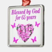  ROZE BLOEM 65E VERJAARDAG ONTWERP METALEN ORNAMENT (Links)