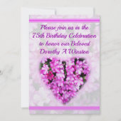  ROZE BLOEM 75E VERJAARDAG UITNODIGING (Voorkant)