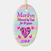  ROZE BLOEM 80E VERJAARDAG CUSTOM ORNAMENT (Rechts)