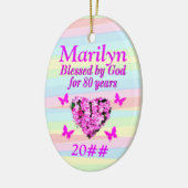  ROZE BLOEM 80E VERJAARDAG CUSTOM ORNAMENT (Links)