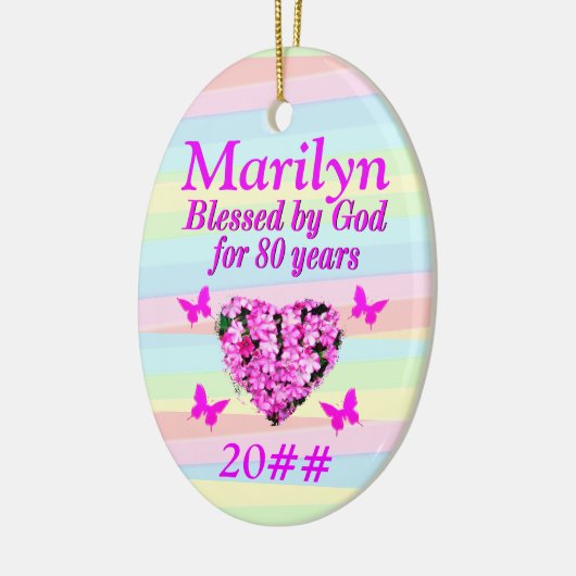  ROZE BLOEM 80E VERJAARDAG CUSTOM ORNAMENT (Links)