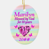  ROZE BLOEM 80E VERJAARDAG CUSTOM ORNAMENT (Achterkant)