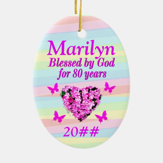  ROZE BLOEM 80E VERJAARDAG CUSTOM ORNAMENT (Achterkant)