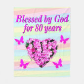  ROZE BLOEM 80E ZEGENINGEN FLEECE DEKEN (Voorkant)