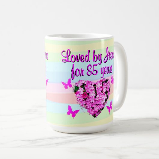  ROZE BLOEM 85E VERJAARDAG MOK (Voorkant rechts)