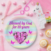 ROZE BLOEM 85E VERJAARDAG PAPIER BORDEN PAPIEREN BORDJE (Feest)