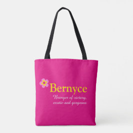 Roze bloem aangepaste Bernyce-naam die betekenis h Tote Bag
