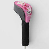 Roze Bloem Aangepaste Naam Bloemen Kunst Golfheadcover (Schuin)