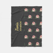 Roze bloem, aangepaste naam grijs fleece deken (Voorkant)