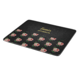 Roze bloem, aangepaste naam grijs snijplank