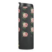 Roze bloem, aangepaste naam grijs thermosbeker (Geroteerd rechts)