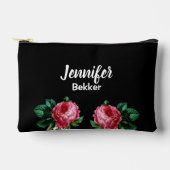 roze bloem, aangepaste naam zwart etui (Voorkant)