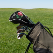  roze bloem, aangepaste naam zwart golfheadcover (Insitu)