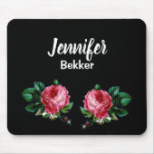 roze bloem, aangepaste naam zwart muismat (Voorkant)