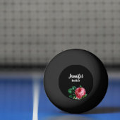  roze bloem, aangepaste naam zwart pingpongbal (Net)
