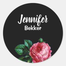 roze bloem, aangepaste naam zwart
