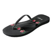  roze bloem, aangepaste naam zwart teenslippers (Schuin)