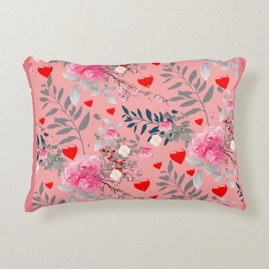 Roze bloem accent kussen (Voorkant)