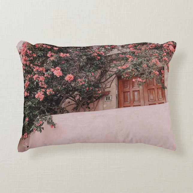 Roze bloem accent kussen (Voorkant)