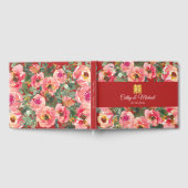 Roze bloem achtergrond dubbel gelukssymbool gastenboek (Volledig)