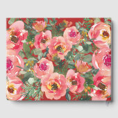 Roze bloem achtergrond dubbel gelukssymbool gastenboek (Achterkant)