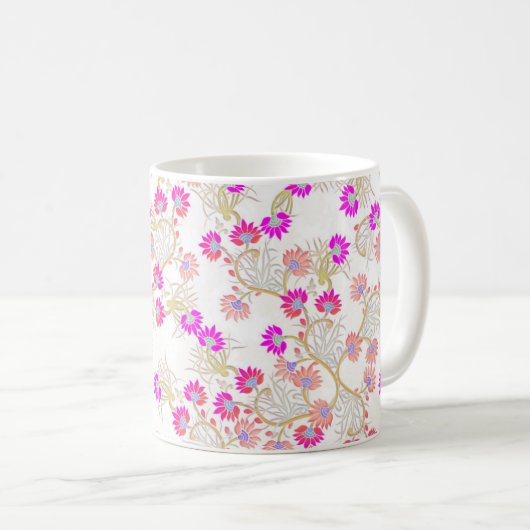 Roze Bloem achtergrond Koffiemok (Voorkant rechts)