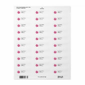 Roze bloem adreslabel etiket (Full Sheet)