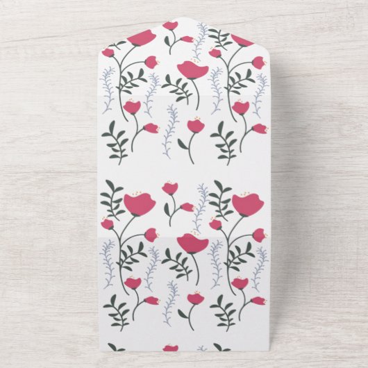 Roze bloem all in one uitnodiging (Buitenkant)