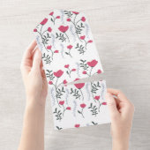 Roze bloem all in one uitnodiging (Afscheurbaar)