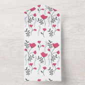 Roze bloem all in one uitnodiging (Binnen)