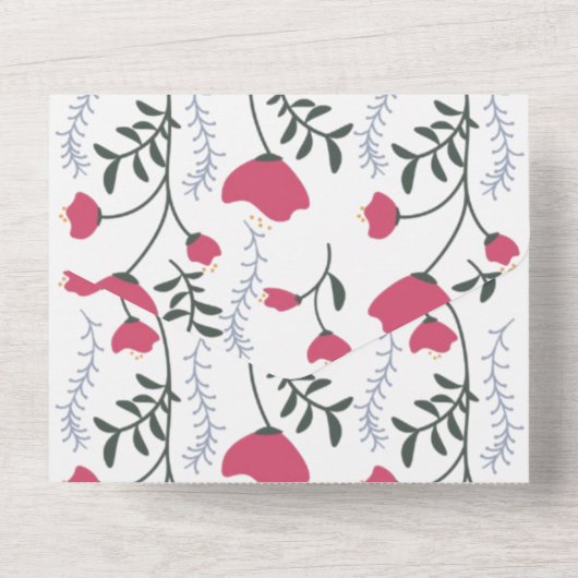 Roze bloem all in one uitnodiging (Achterkant)