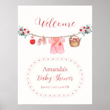 Roze Bloem Appel Waslijn Baby Shower Welkom