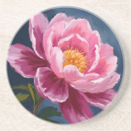Roze Bloem Aquarel Schilderij Zandsteen Onderzetter