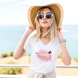 Roze Bloem Arabisch Goedenavond T-Shirt