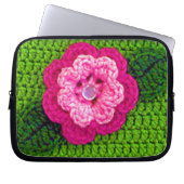 Roze Bloem Artisan Haakprint Elektronica Tas (Voorkant)