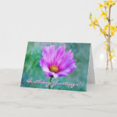  Roze Bloem Artsy Verjaardag Kaart (Gele Bloem)